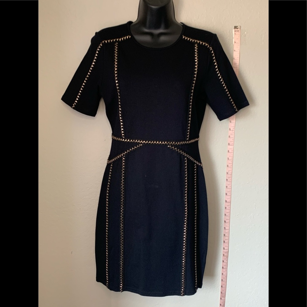 Chelsea & Violet Black Dress with Bronze Detail